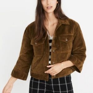 MADEWELL Wide Sleeve Boxy Corduroy Button Front Jacket  Asparagus Small EUC RARE
